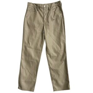 NWT Madewell Perfect Vintage Straight Jean Faux‎ Leather Size 30 Taupe Neutral